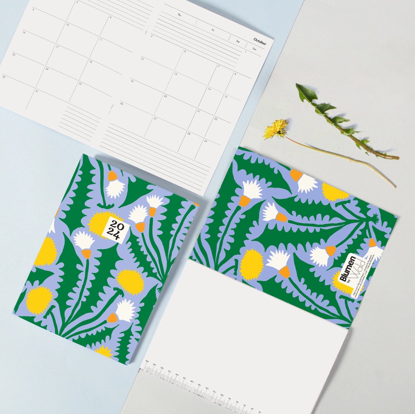 2024 A5 Diary + Folder - Dandelion