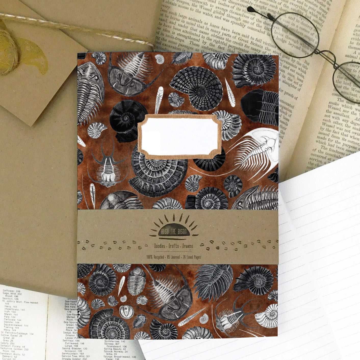 Ammonoidea Fossil Print A5 Journal - Lined