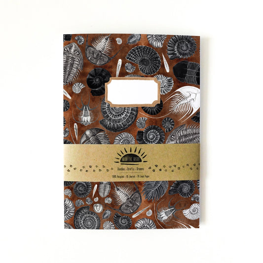 Cylchgrawn Argraffu Ffosil Amonoidea A5 - Wedi'i leinio