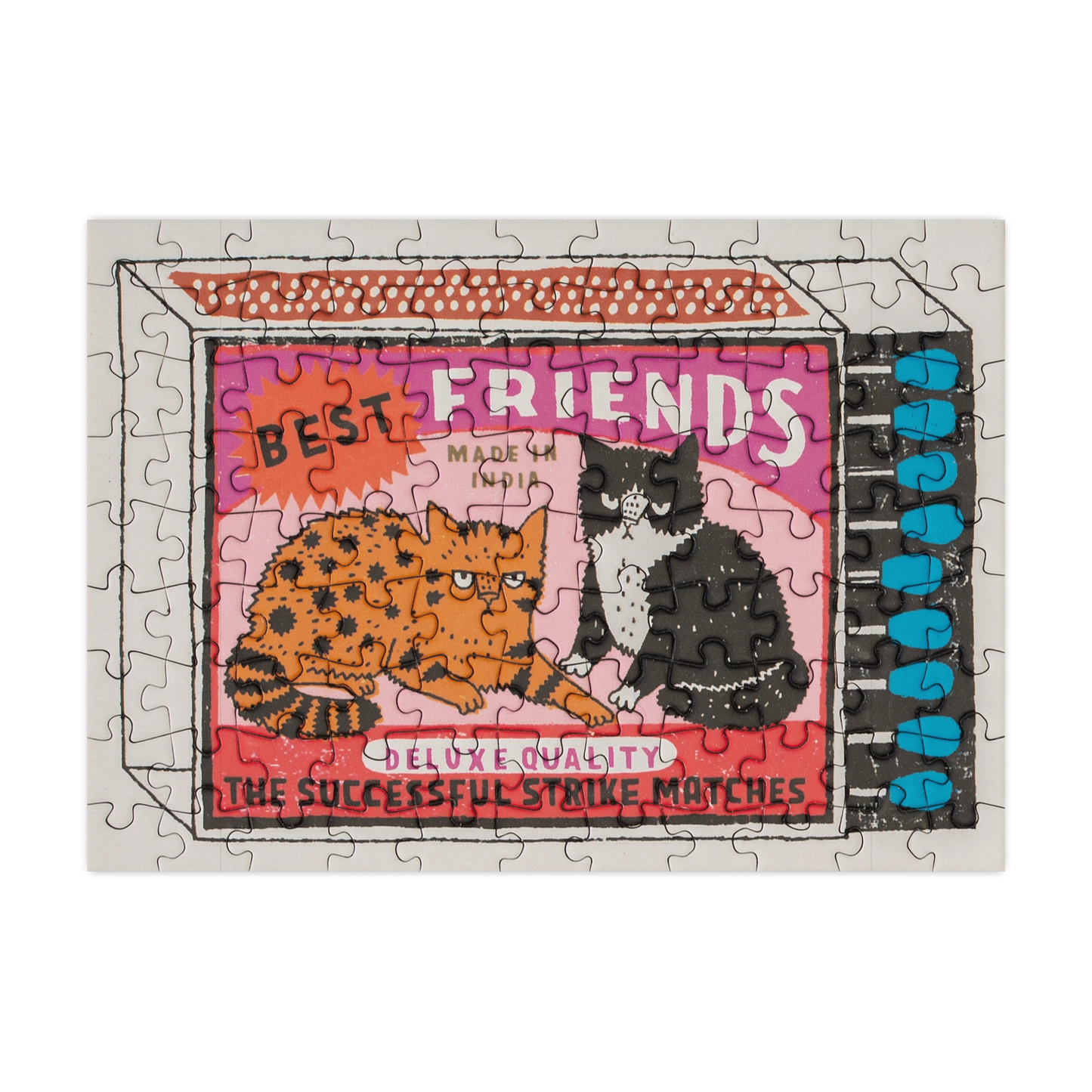 Jigsaw puzzle with a design of two cats and the text 'Best Friends' on a white background.