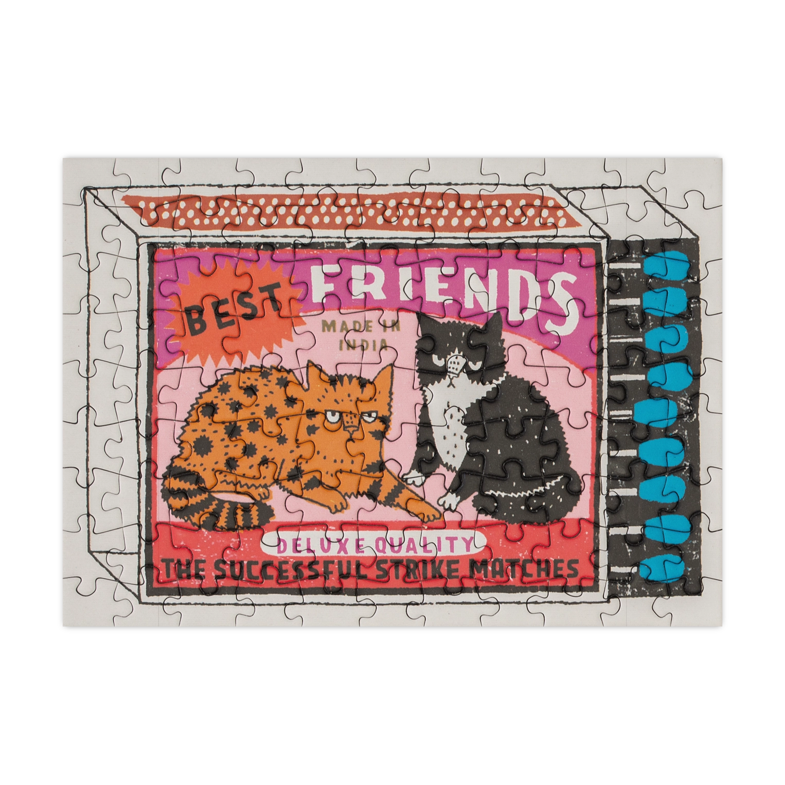 Jigsaw puzzle with a design of two cats and the text 'Best Friends' on a white background.