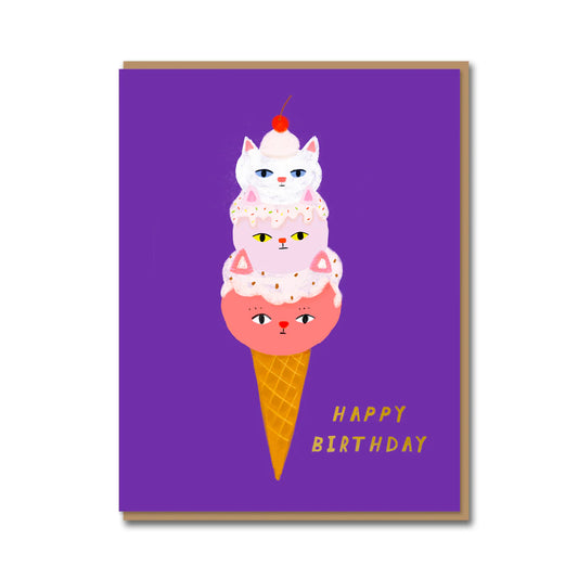 Cat Gelato Birthday Card - Carolyn Suzuuki