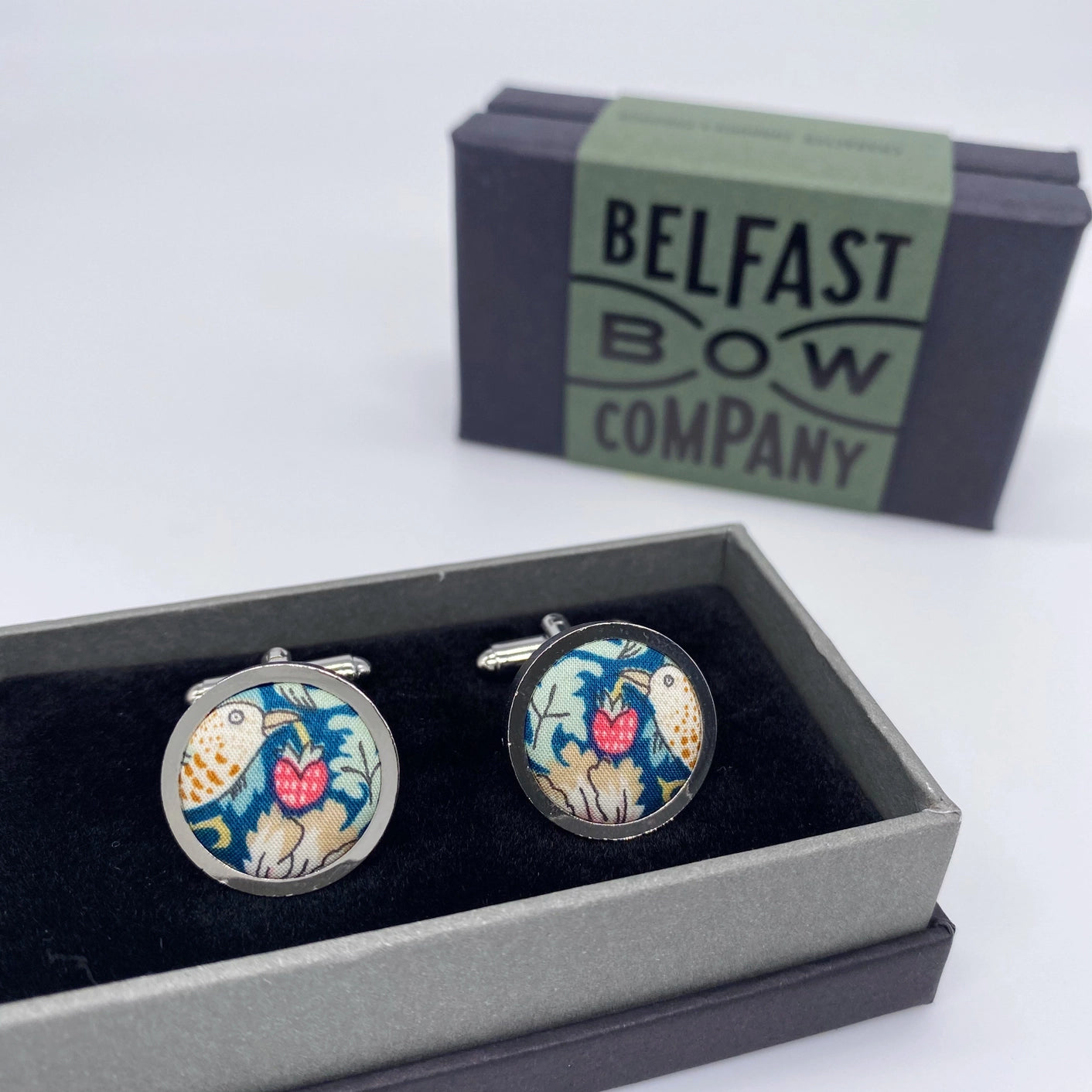 Liberty of London Cufflinks - Green Strawberry Thief