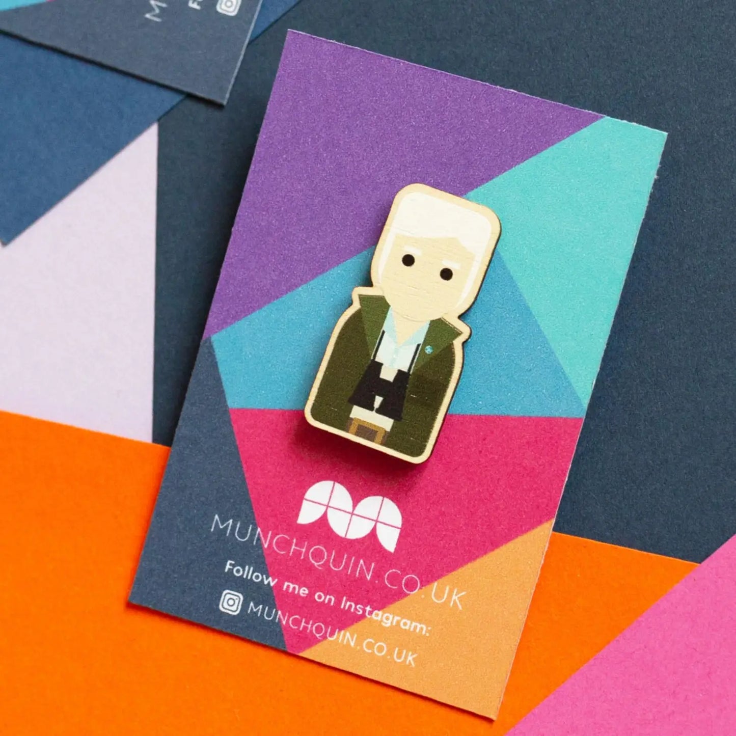 David Attenborough Wooden Pin