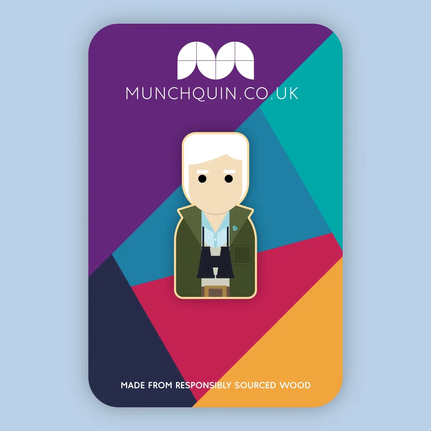 David Attenborough Wooden Pin