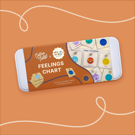 Feelings chart packaging with a brown background
