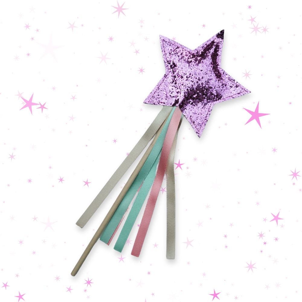 Star Glitter Wand gyda Rhubanau