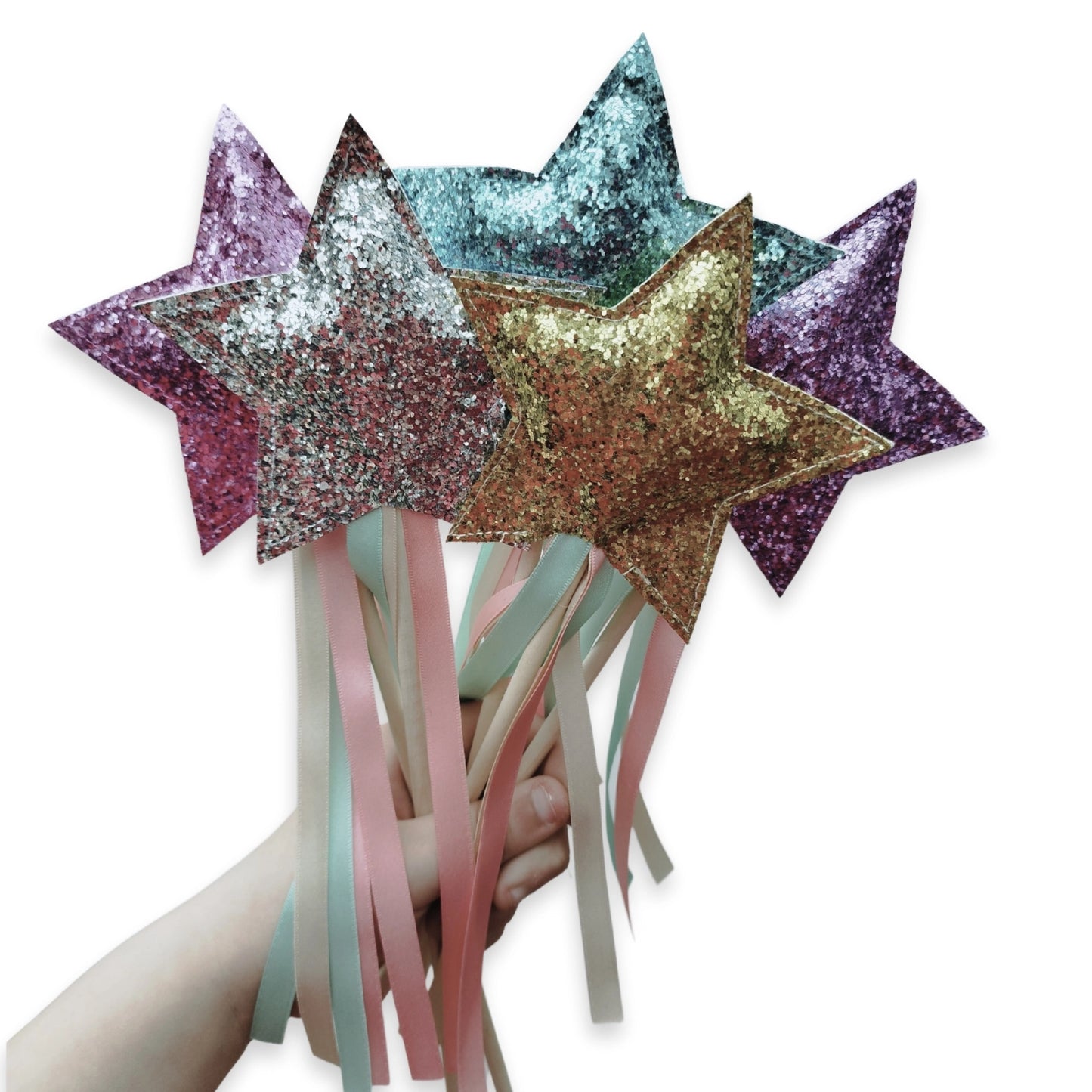 Star Glitter Wand gyda Rhubanau