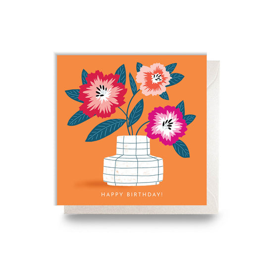 Happy Birthday Floral Vase Card