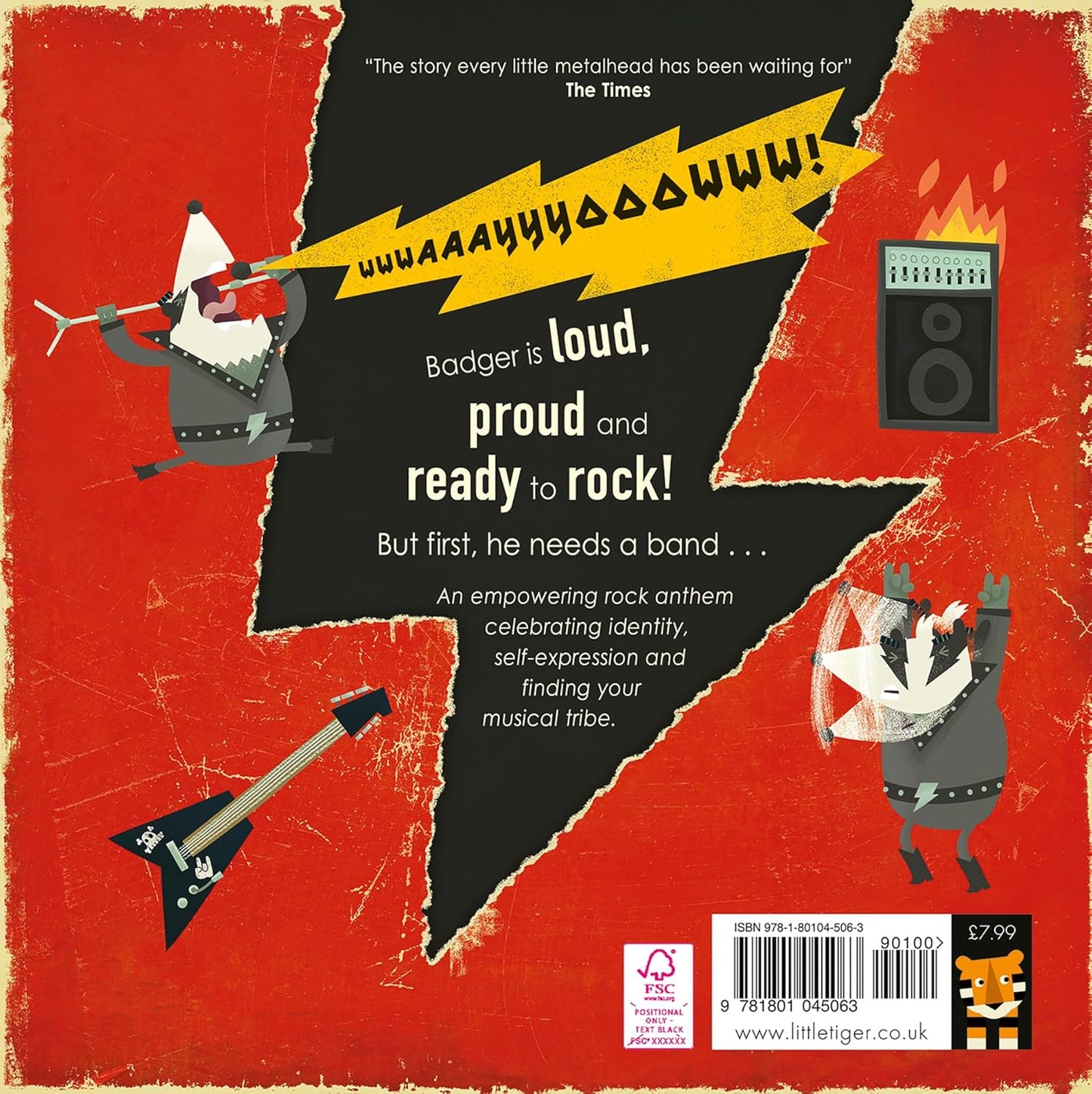 Back cover of the Heavy Metal Badger book, with story blurb.