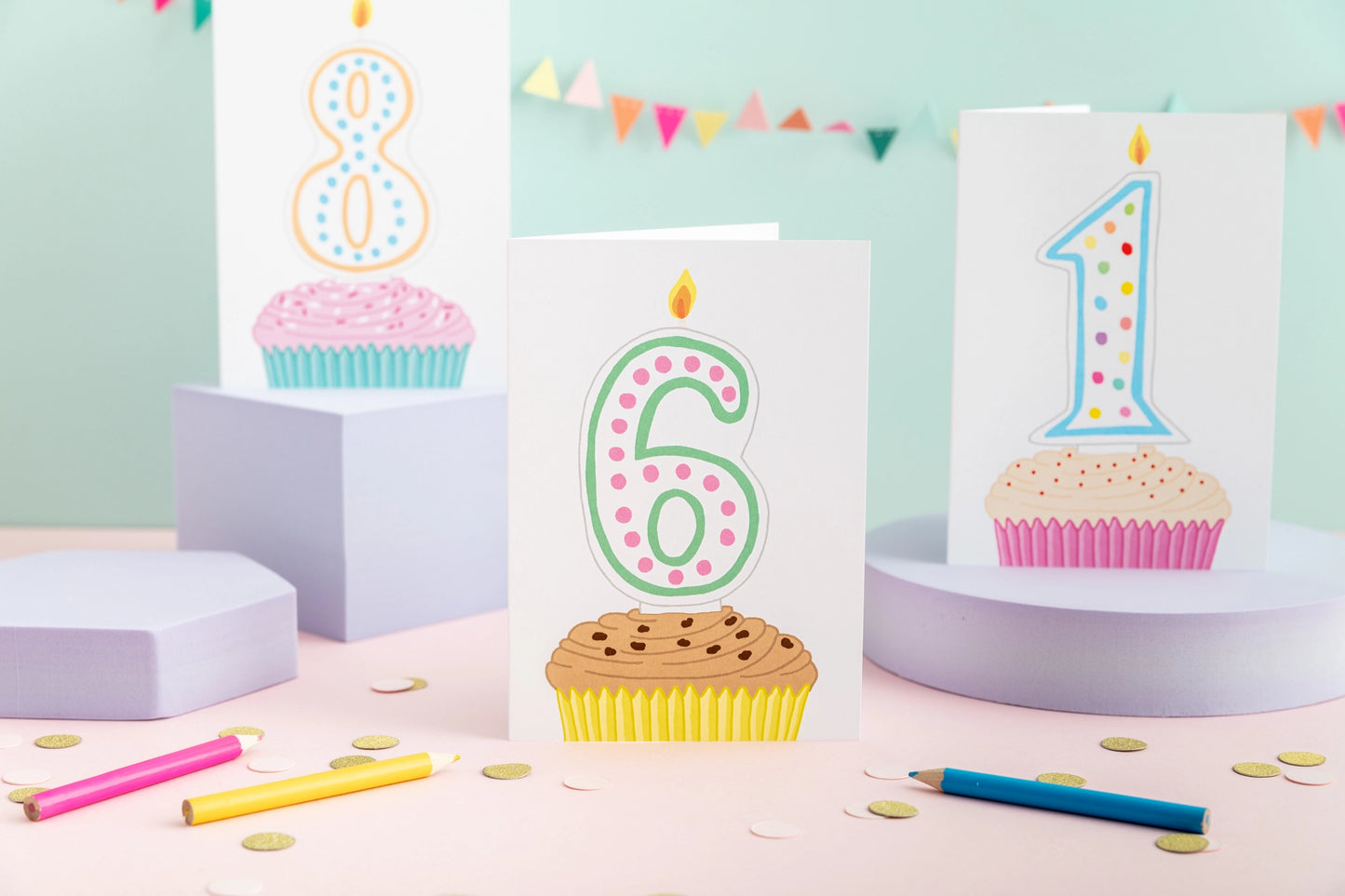 Cerdyn Cupcake 6ed Penblwydd