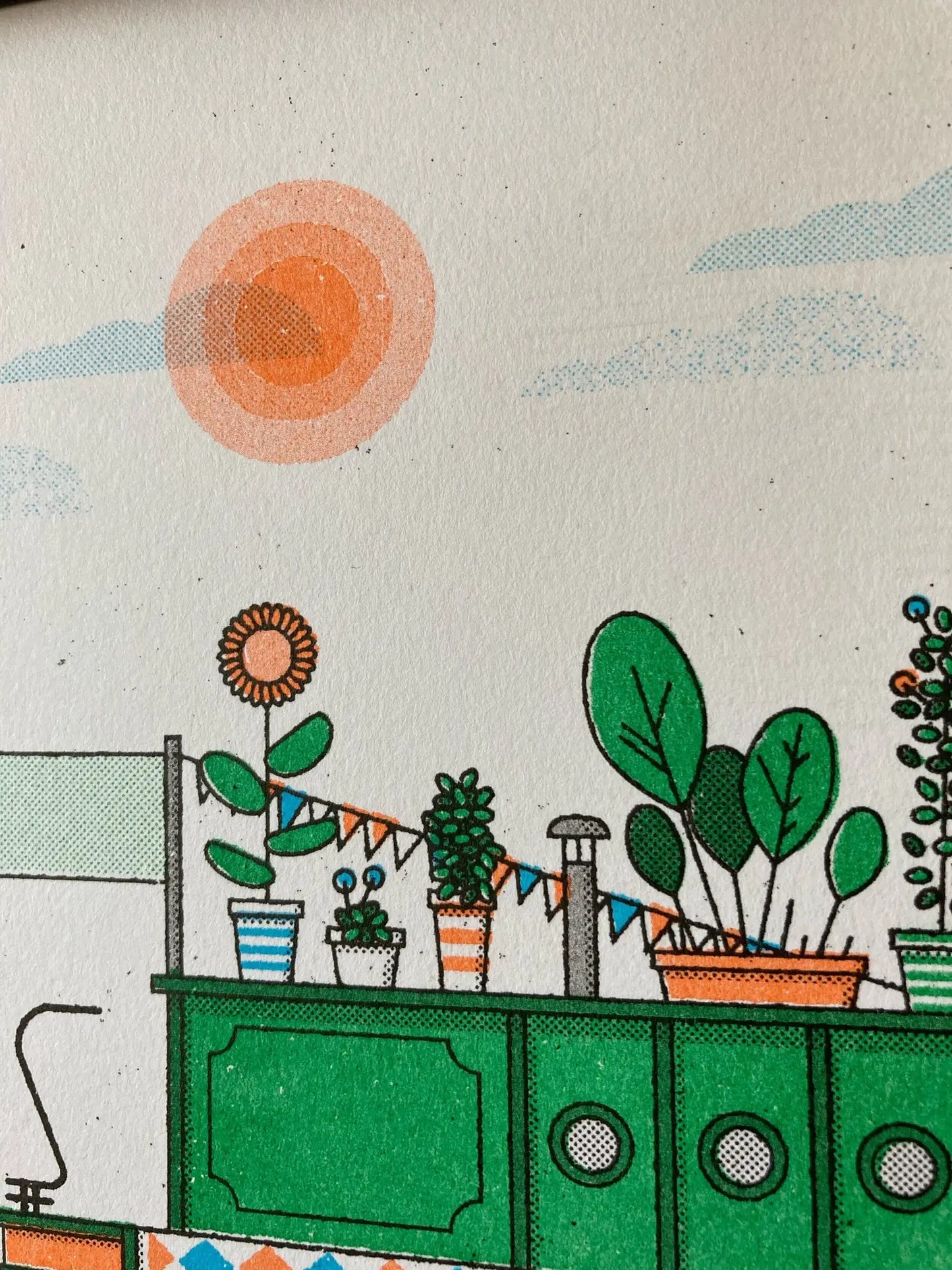Narrowboat Risograph Print