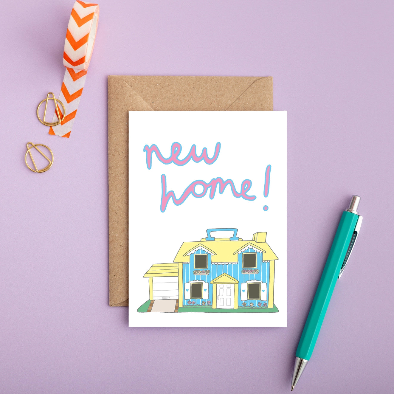Vintage Dollhouse New Home Card