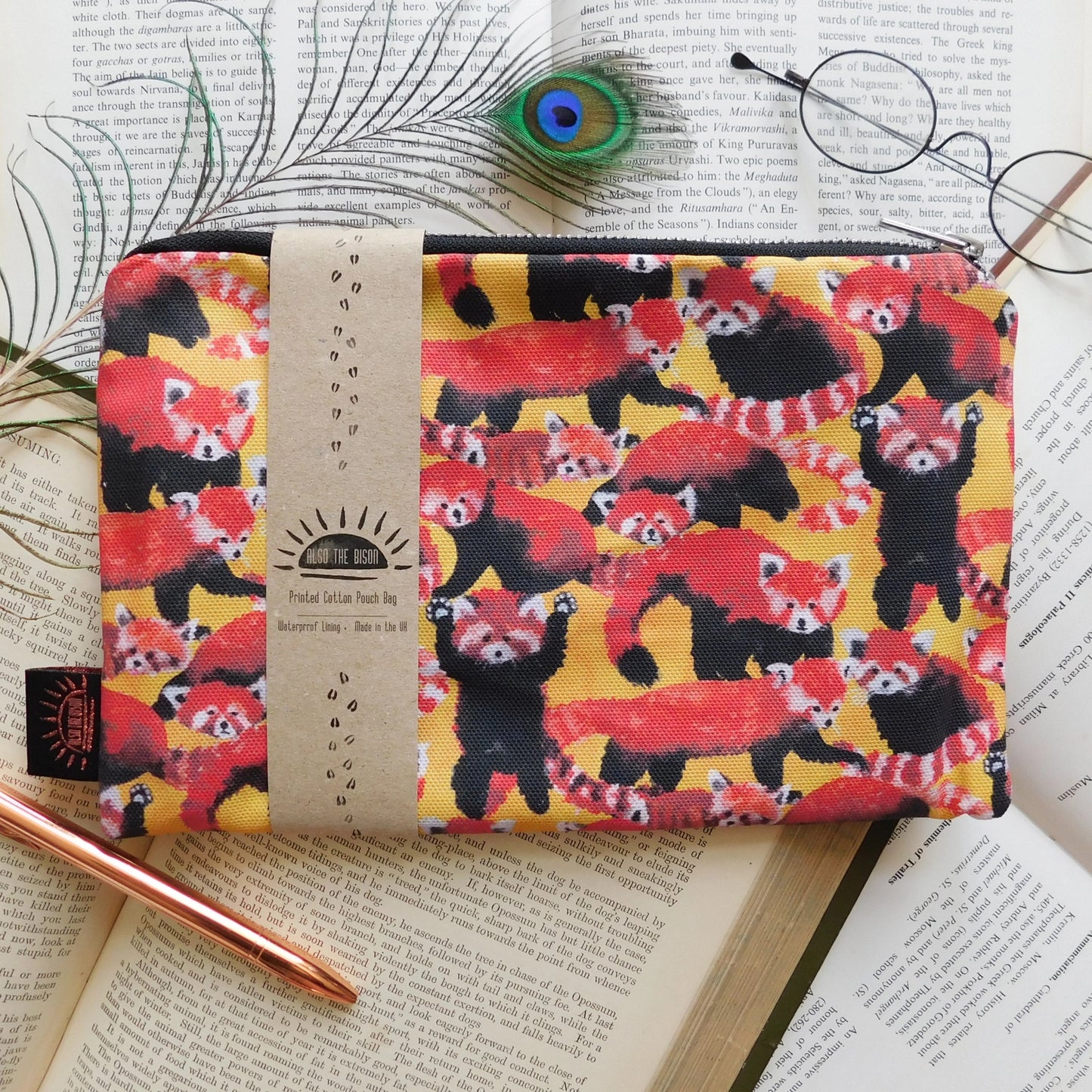 Pecyn o Pandas Coch Print A5 Journal - Lined