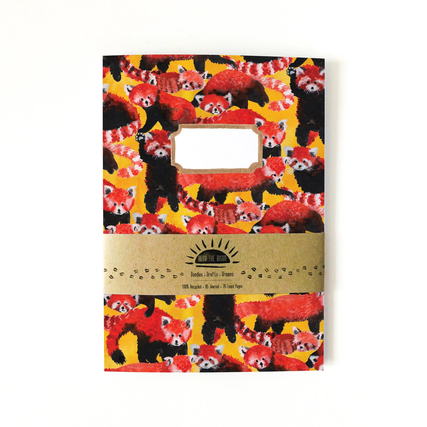 Pecyn o Pandas Coch Print A5 Journal - Lined