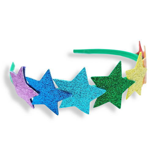Colorful star-shaped headband on a white background