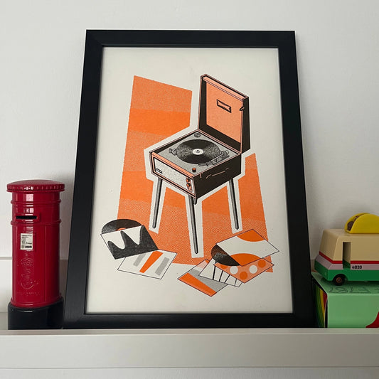 Record Player / Vinyl Risograph Print