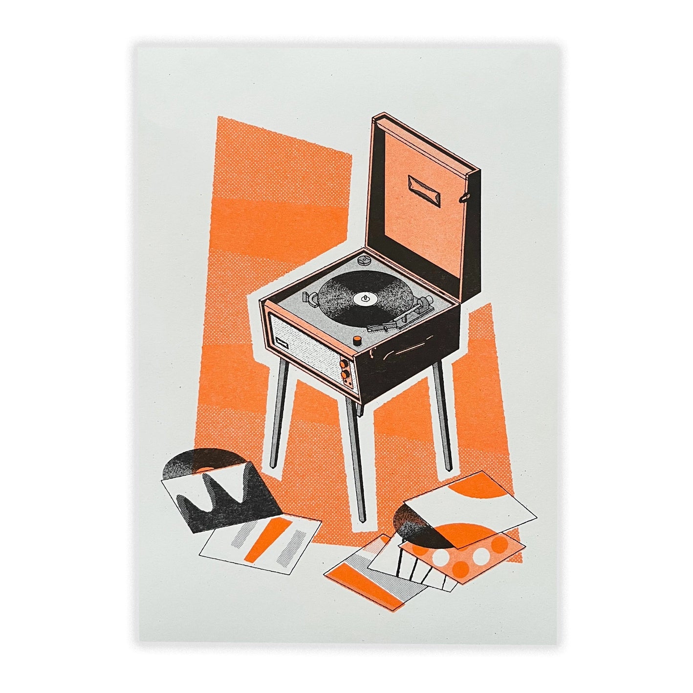 Record Player / Vinyl Risograph Print