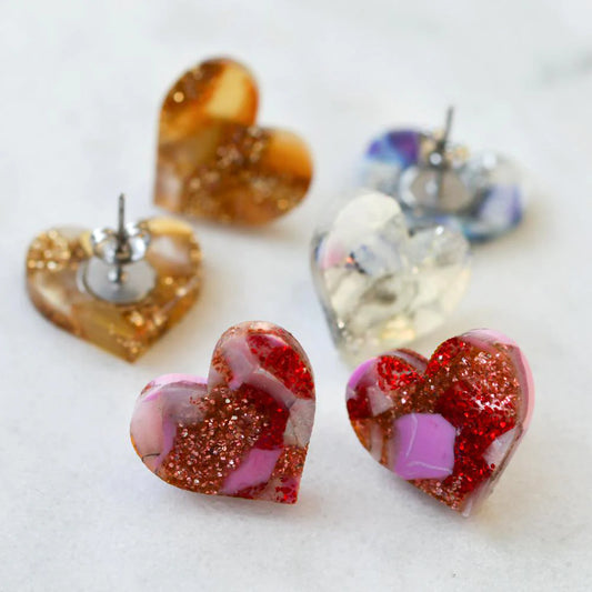 Heart Stud Earrings - Recycled Acrylic