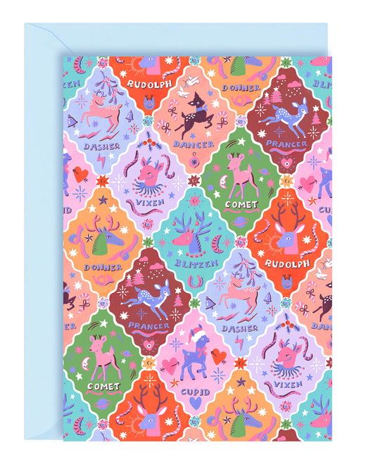 Reindeer Patchwork Christmas Card