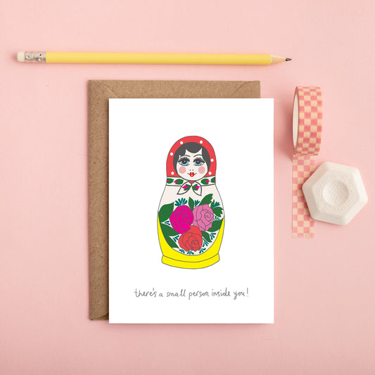 Cerdyn Beichiogrwydd Dol Matryoshka