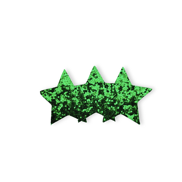 Green star-shaped hairclip on a white background