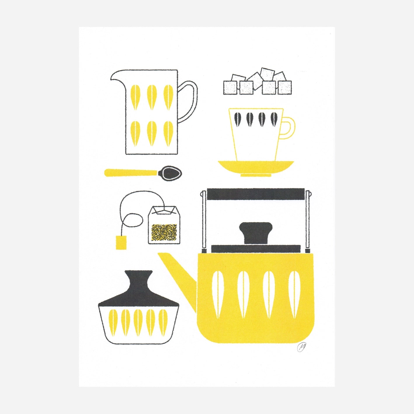 Tea Service Risograph Print