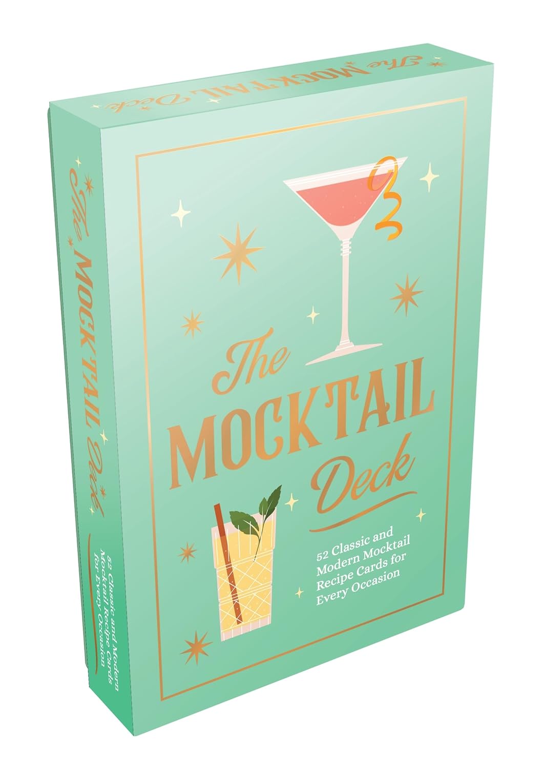 Box of 'The Mocktail Deck' with cocktail illustrations on a white background
