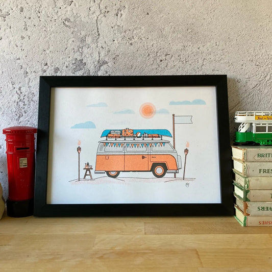 VW Camper Van Risograph Print