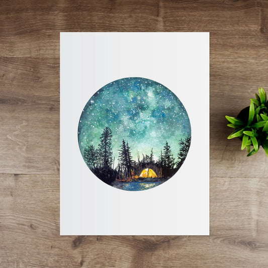 Camping at Night Art Print