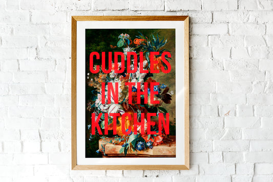 Cuddles In The Kitchen Print - A4