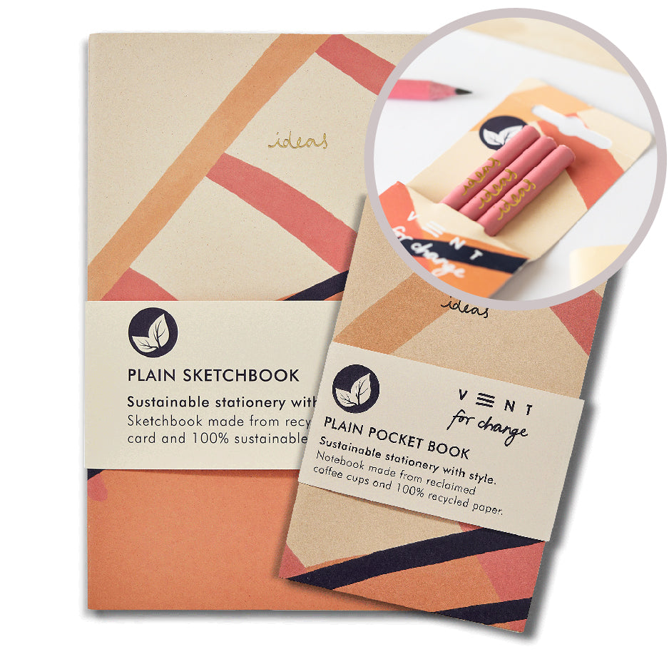 Recycled 'Ideas' Pocket Book (Plain Paper) - Pink