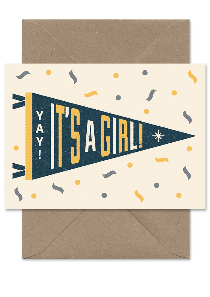 It's A Girl Pennant Card - Loola Loves UK