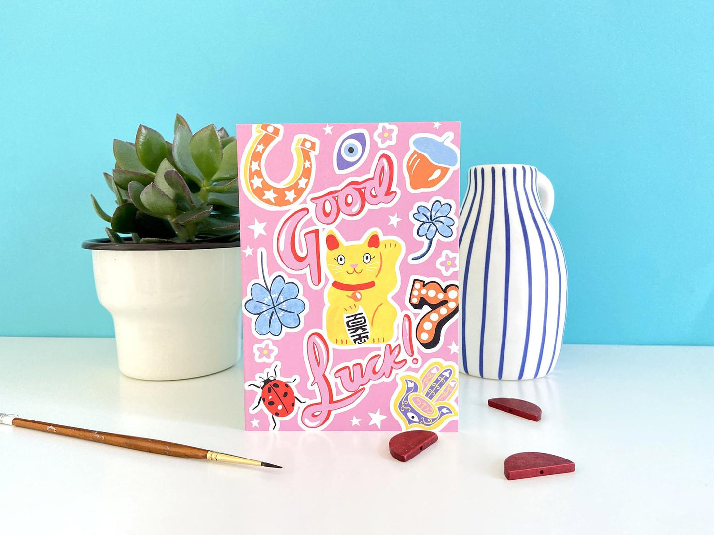 'Good Luck' Lucky Cat Card