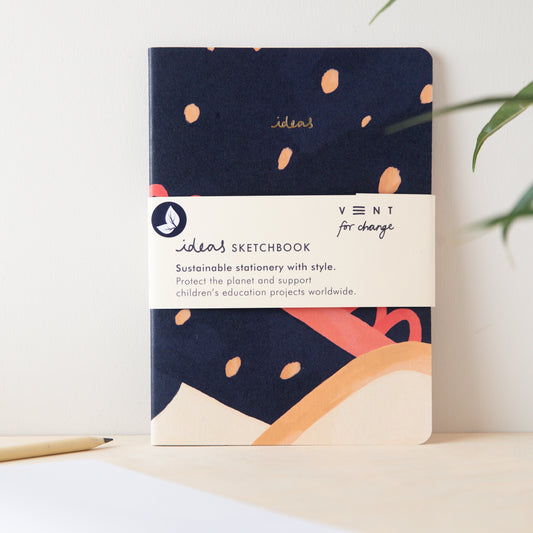 Recycled 'Ideas' Sketchbook A5 (Plain Paper) - Blue