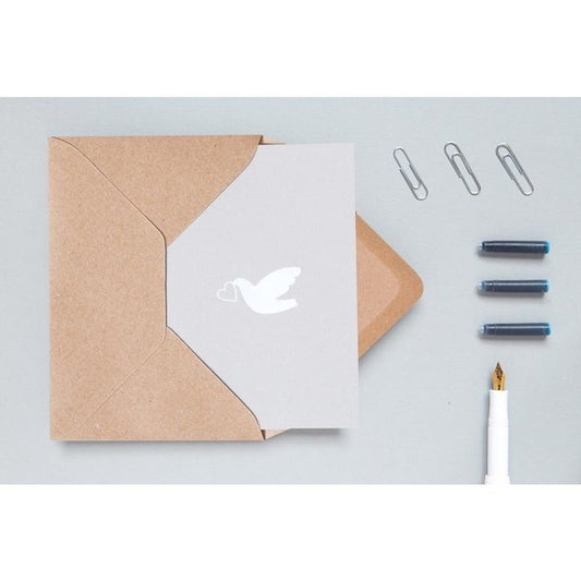 White Love Dove Print Card