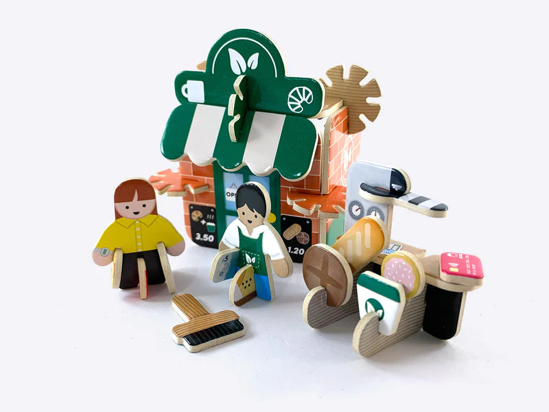 Ail-lenwi Set Chwarae Mini Pop-out Cafe