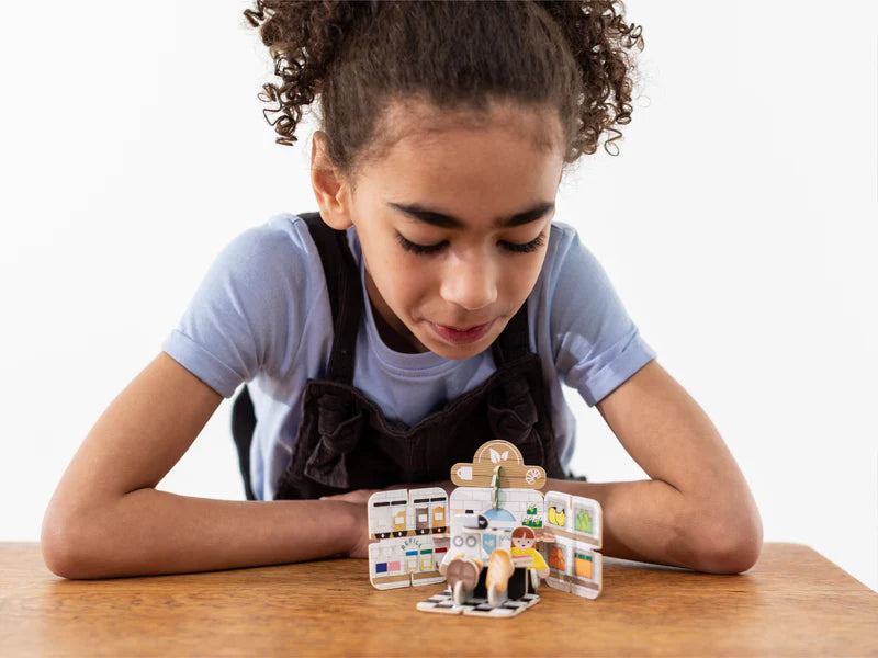 Ail-lenwi Set Chwarae Mini Pop-out Cafe