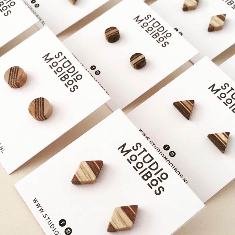 Wooden Stud Earrings - Petite Pale Triangle - Loola Loves UK