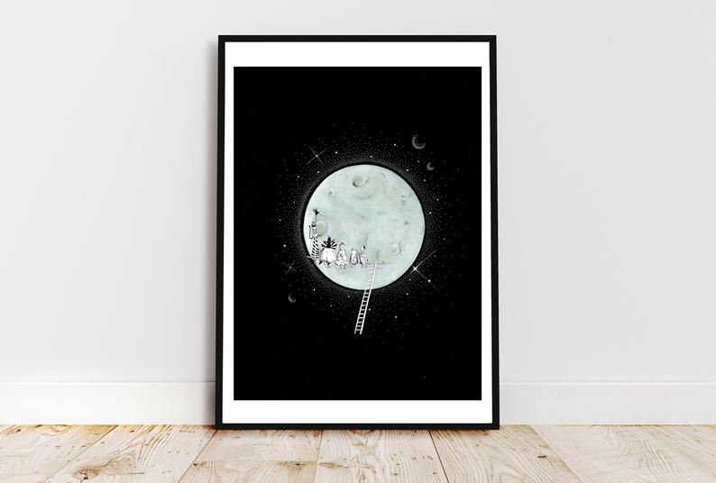 I'r Lleuad ac Yn Ol Print - A4 / A3