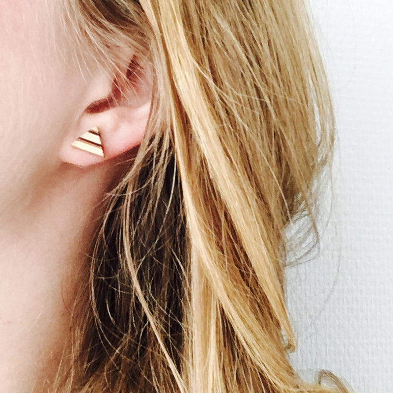 Wooden Stud Earrings - Petite Pale Triangle - Loola Loves UK