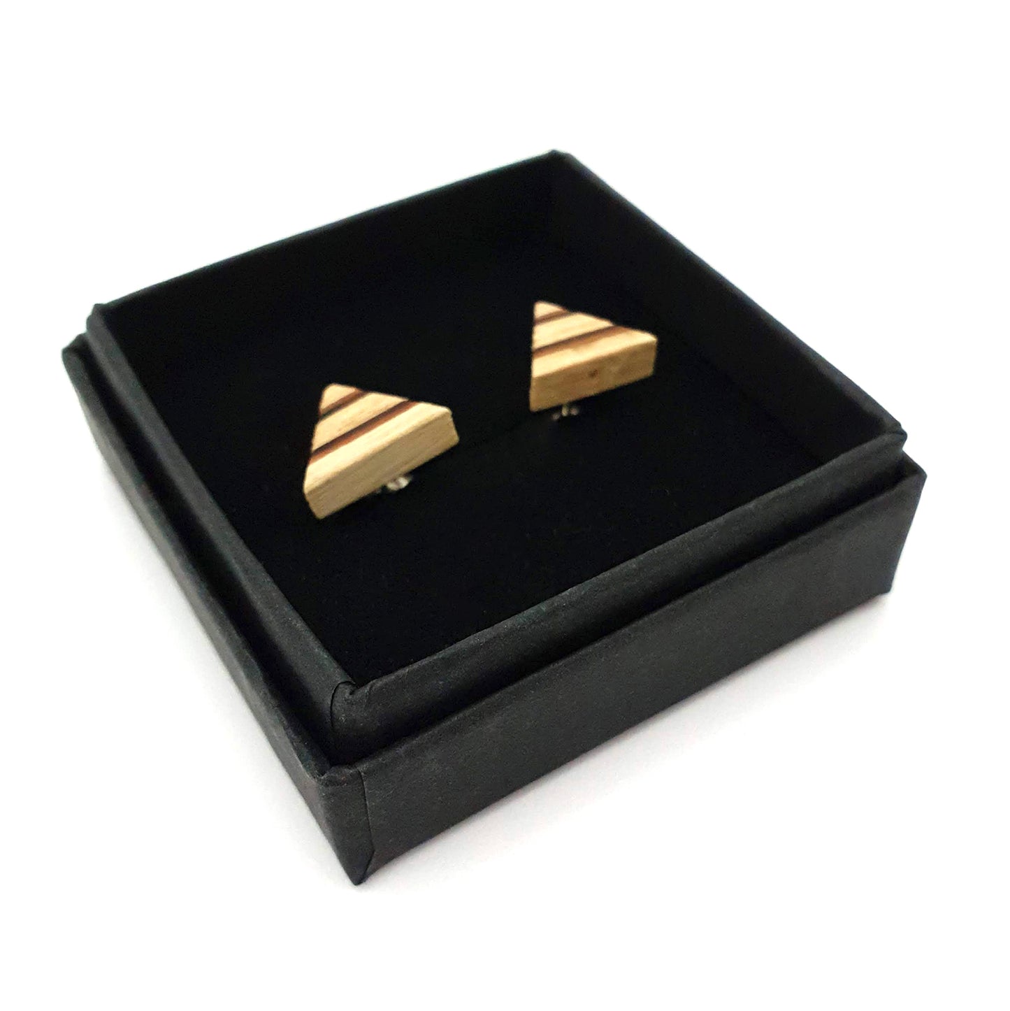 Wooden Stud Earrings - Petite Pale Triangle - Loola Loves UK