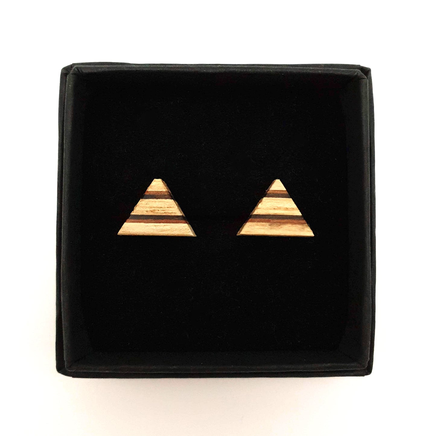 Wooden Stud Earrings - Petite Pale Triangle - Loola Loves UK