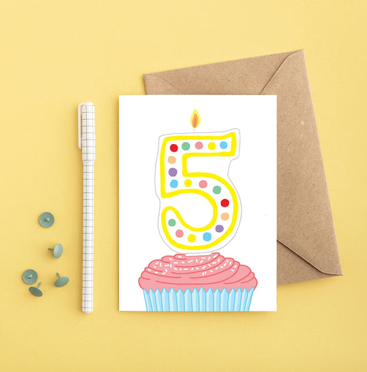 5th Birthday Cupcake Card
