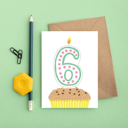 6th Birthday Cupcake Card