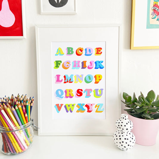 Rainbow Alphabet Print - A4