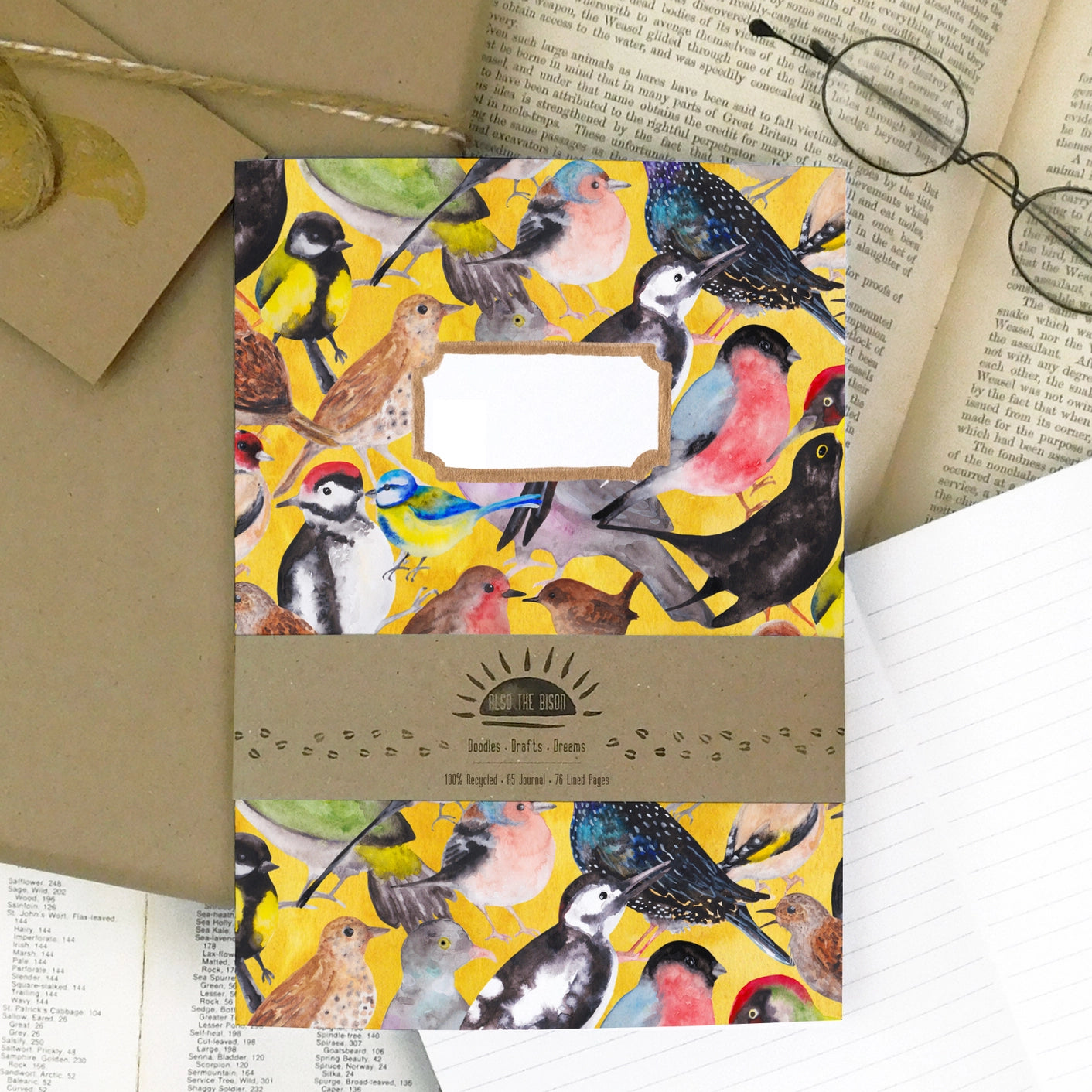 Aves British Garden Birds Print A5 Journal - Lined