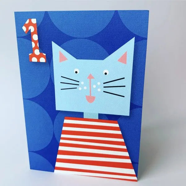 Blue Cat Age 1 Card
