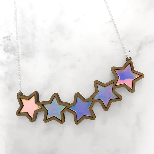 Iridescent Stars Bib Necklace
