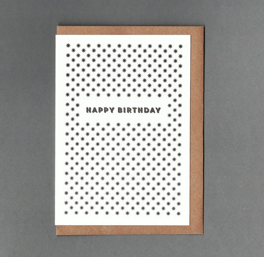 Happy Birthday B&W Letterpress Card
